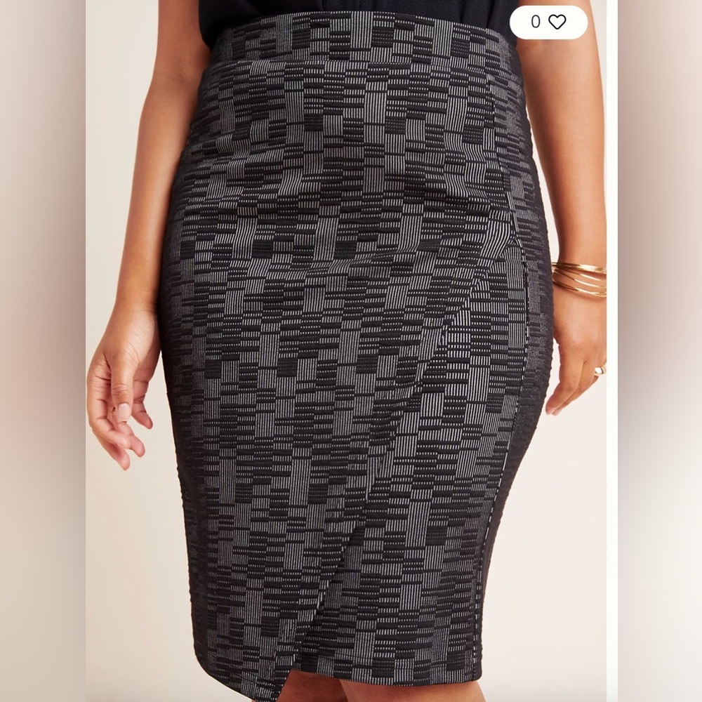 Maeve Anthropologie Black &Gray Asymmetrical Lined Pencil Skirt sz M